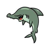 schattig weinig hamerhaai haai tekenfilm jumping vector