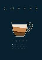 poster belettering koffie mokka met recept vector