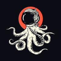 ruimte octopus zwart t-shirtontwerp vector