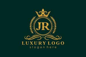 eerste jr brief Koninklijk luxe logo sjabloon in vector kunst voor restaurant, royalty, boetiek, cafe, hotel, heraldisch, sieraden, mode en andere vector illustratie.