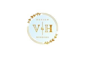 eerste vh schoonheid monogram en elegant logo ontwerp handschrift logo van eerste handtekening, bruiloft, mode, bloemen en botanisch met creatief sjabloon. vector