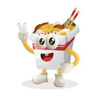 schattig ramen mascotte met vrede hand- vector