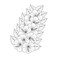 hibiscus bloem kleurplaat pagina illustratie met lijntekeningen lijn van zwart-wit hand getekend vector