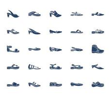 sandalen en schoenen icoon reeks vector
