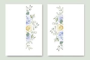 mooi bloemen rozen bruiloft uitnodiging kaart sjabloon vector