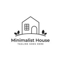 creatief minimalistische huis natuur logo ontwerp vector, met lijn kunst stijl illustratie vector