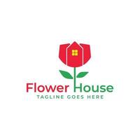 bloem huis creatief logo ontwerp vector