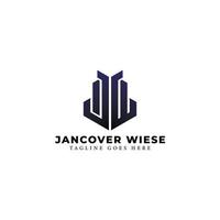 abstract eerste brief jw of wj logo in blauw Zwart kleur geïsoleerd in wit achtergrond toegepast voor persoonlijk bedrijf consultant logo ook geschikt voor de merken of bedrijven hebben eerste naam wj. vector