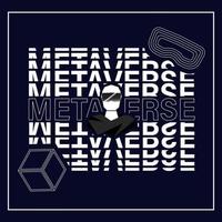 metaverse poster. virtueel realiteit conceptie. zwart stijl vector