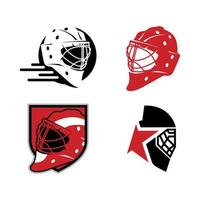 reeks van pro hockey helm illustratie met schild ontwerp en sterren vector