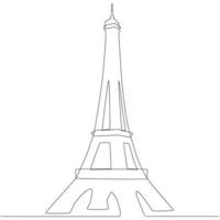 eiffel toren doorlopend lijn tekening, minimalistische tekening eiffel toren vector