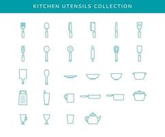 keuken Koken gereedschap schets icoon reeks verzameling minimalistische vector