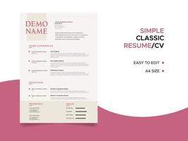 hervat sjabloon, minimalistische hervat CV sjabloon, professioneel jobs wordt hervat vector. vector