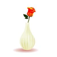 Afdeling van een roos in een vaas geïsoleerd Aan een wit achtergrond. bloem. oranje. vector