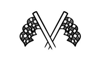 hand- getrokken racing vlag zwart en wit vector