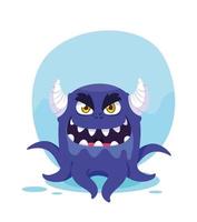 paarse monster cartoon design icoon vector