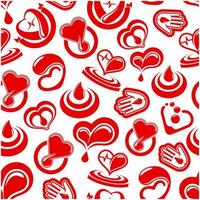 hart Gezondheid en bloed vector naadloos patroon
