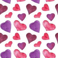 romantisch waterverf naadloos patroon met roze harten vector
