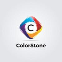 abstract kleurrijk plein loops logo teken symbool icoon met brief c vector