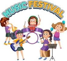 muziek- festival tekst met kinderen spelen musical instrument vector