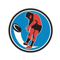 rugby speler schoppen bal cirkel retro vector