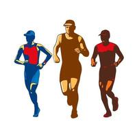 triatleet marathon voorkant verzameling retro vector