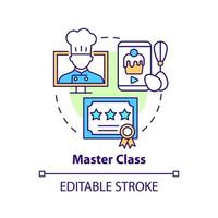 meester klasse concept icoon. internet cursussen voor studenten. online onderwijs neiging abstract idee dun lijn illustratie. geïsoleerd schets tekening. bewerkbare hartinfarct. vector