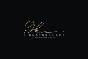 eerste gk brief handtekening logo sjabloon elegant ontwerp logo teken symbool sjabloon vector icoon
