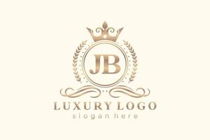 eerste jb brief Koninklijk luxe logo sjabloon in vector kunst voor restaurant, royalty, boetiek, cafe, hotel, heraldisch, sieraden, mode en andere vector illustratie.