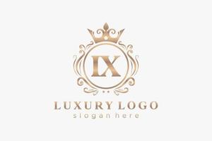 eerste ix brief Koninklijk luxe logo sjabloon in vector kunst voor restaurant, royalty, boetiek, cafe, hotel, heraldisch, sieraden, mode en andere vector illustratie.