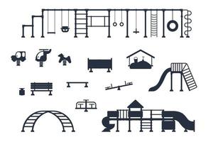 kinderen speelplaats. reeks van spelen uitrusting elementen. stad park concept. vector illustratie