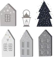 reeks Kerstmis huis geïsoleerd vector illustratie Aan wit achtergrond