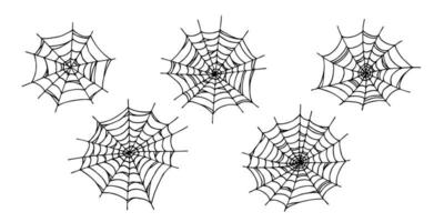 gemakkelijk reeks van hand- getrokken spin web illustratie. schattig flinterdun clip art. halloween tekening vector