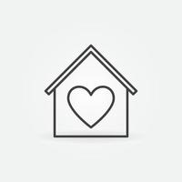 huis met hart binnen schets vector concept icoon
