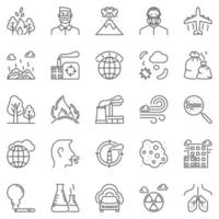 lucht verontreiniging schets pictogrammen reeks - vector besmetting symbolen