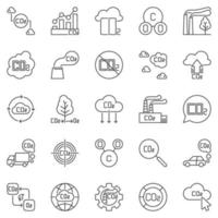 co2 schets pictogrammen reeks - vector koolstof dioxide concept symbolen