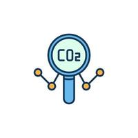 vergroten glas met co2 diagram gekleurde vector icoon