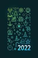 2022 vrolijk Kerstmis kleurrijk schets verticaal poster vector