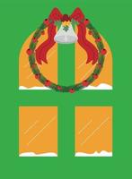 Kerstmis deuren en ramen. slingers, vlaggen, etiketten, bubbels, linten en stickers. verzameling van vrolijk Kerstmis decoratief pictogrammen. illustratie. vector