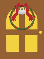 Kerstmis deuren en ramen. slingers, vlaggen, etiketten, bubbels, linten en stickers. verzameling van vrolijk Kerstmis decoratief pictogrammen. illustratie. vector