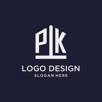 pk eerste monogram logo ontwerp met Pentagon vorm stijl vector