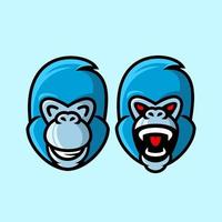 gorilla hoofd tekenfilm mascotte, vlak ontwerp stijl vector