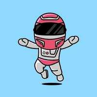astronaut met helm mascotte tekenfilm karakter, vlak ontwerp stijl vector