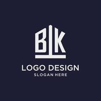 bk eerste monogram logo ontwerp met Pentagon vorm stijl vector