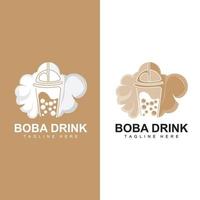 boba drinken logo ontwerp, modern gelei drinken bubbel vector, boba drinken merk glas illustratie vector