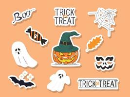 stickers, pictogrammen reeks met halloween illustraties vector
