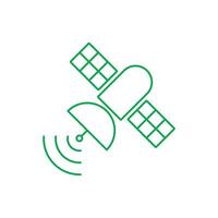 eps10 groen vector kunstmatig satelliet in baan in de omgeving van aarde icoon geïsoleerd Aan wit achtergrond. uitzending schets in een gemakkelijk vlak modieus modern stijl voor uw website ontwerp, logo, en mobiel app