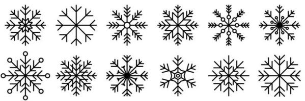 sneeuwvlok variaties icoon verzameling. sneeuwvlok pictogrammen set. sneeuwvlok symbolen. sneeuw icoon. vorst winter achtergrond. sneeuwvlokken ijs kristal geïsoleerd. vector illustratie