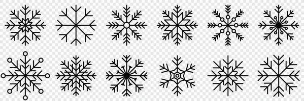 sneeuwvlok variaties icoon verzameling. sneeuwvlok pictogrammen set. sneeuwvlok symbolen. sneeuw icoon. vorst winter achtergrond. sneeuwvlokken ijs kristal geïsoleerd. vector illustratie