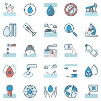 water verontreiniging modern pictogrammen set. vector concept tekens